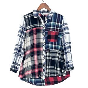 JOHN MARK Flannel Patchwork Shirt Long Sleeve